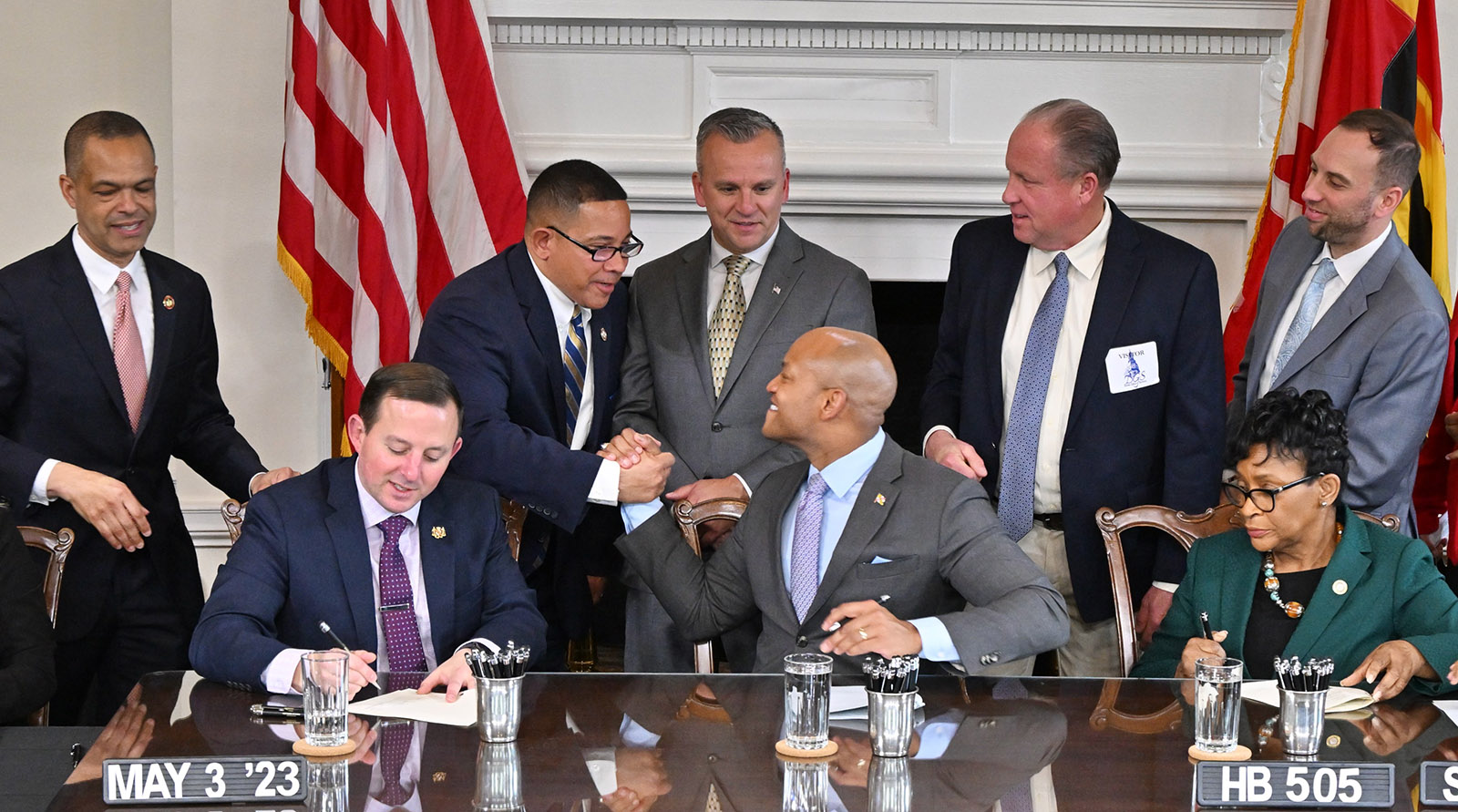 Members of IUEC Local 7 and Governor of Maryland, Wes Moore,